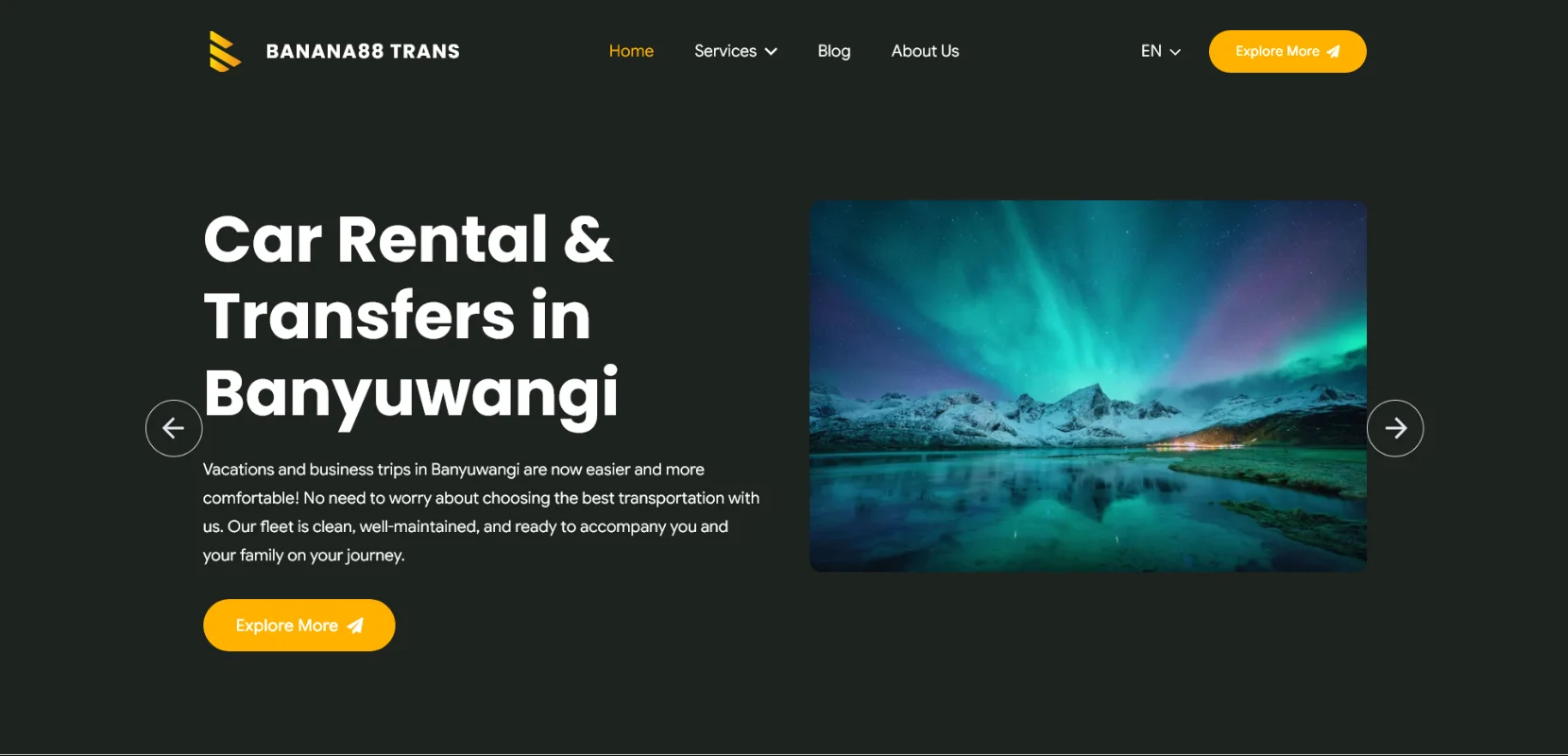 Banana88 Trans — Car Rental Booking Website Banyuwangi