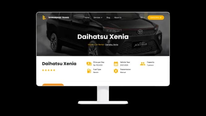 Banana88 Trans — Car Rental Booking Website Banyuwangi desktop preview 2